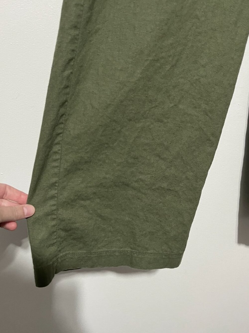 J Crew Womens Wide Leg Linen Blend Pants 8 Green Indie Boho Herbalist Granola - Picture 4 of 7